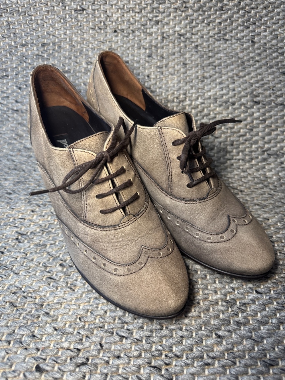 Paul Green Kelsey Nubuck Oxford Heel – Women’s Lace-Up Pumps – Taupe - Picture 3 of 16